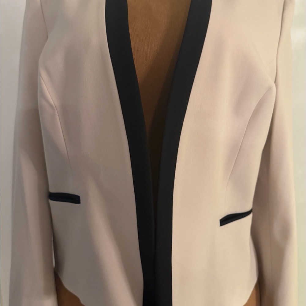 NWOT Nine West Kiss-Front Collarless Cream Light Beige BlazerJacket 14 XL
